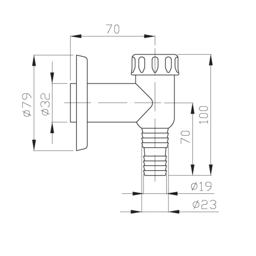 Bruckner - Ulkotila washing kone siphon DN32 kiiltävä kromi