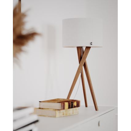 ByRydens - Pöytälamppu VEGA 1xE27/8W/230V valkoinen/tammi