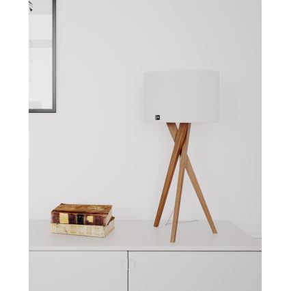 ByRydens - Pöytälamppu VEGA 1xE27/8W/230V valkoinen/tammi