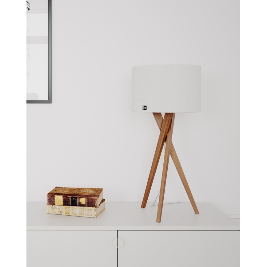 ByRydens - Pöytälamppu VEGA 1xE27/8W/230V valkoinen/tammi