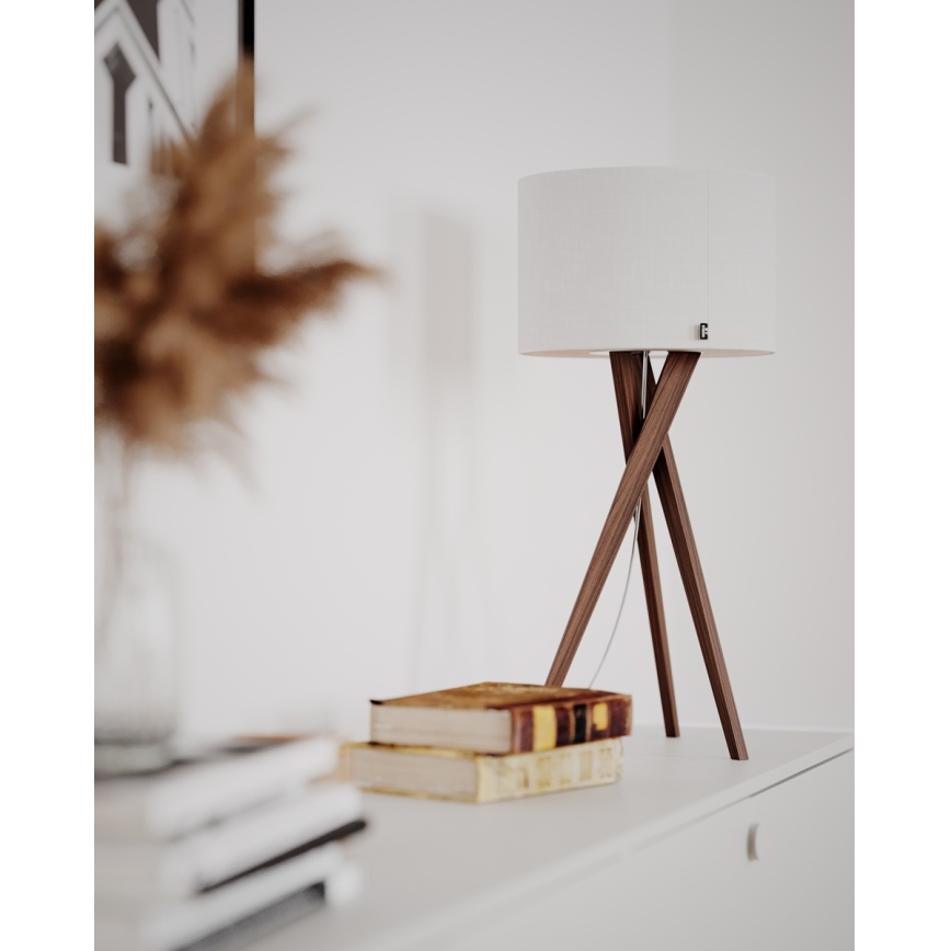 ByRydens - Pöytävalaisin VEGA 1xE27/8W/230V valkoinen/pähkinä