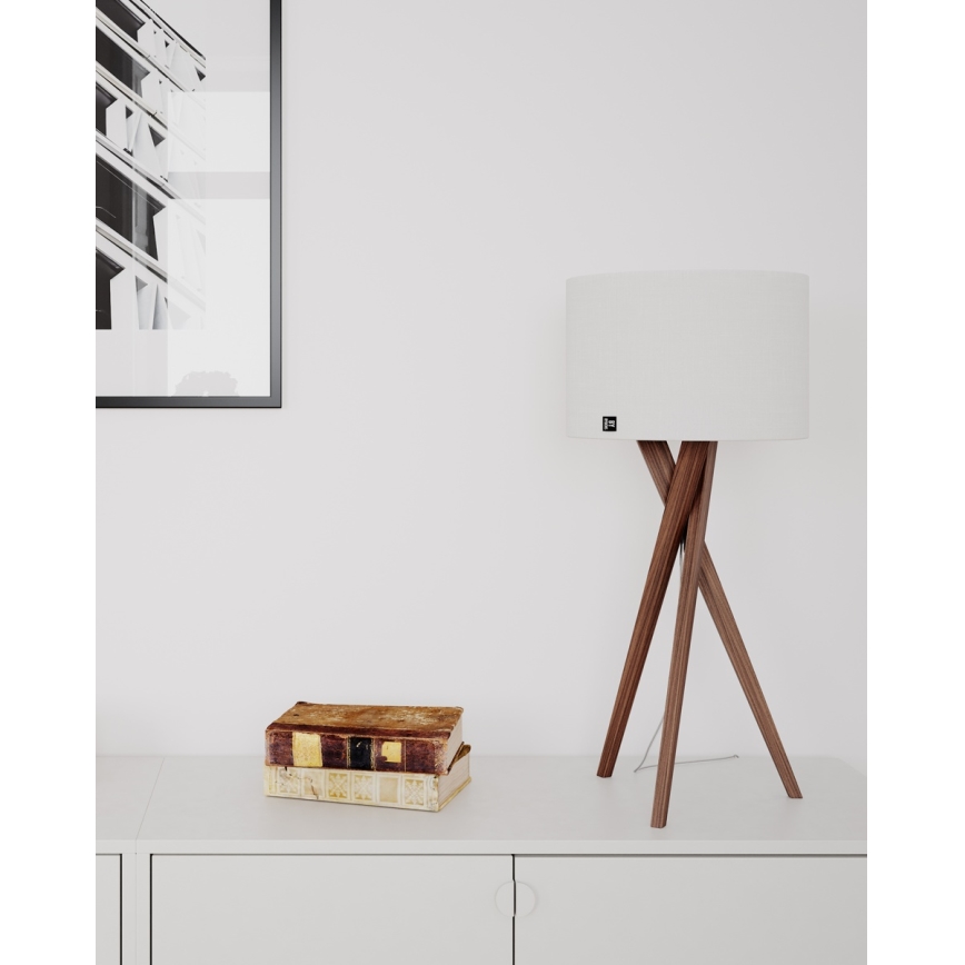 ByRydens - Pöytävalaisin VEGA 1xE27/8W/230V valkoinen/pähkinä