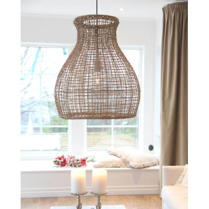 ByRydens - Kattokruunu johdossa SEAGRASS 1xE27/8W/230V beige halkaisija 49 cm