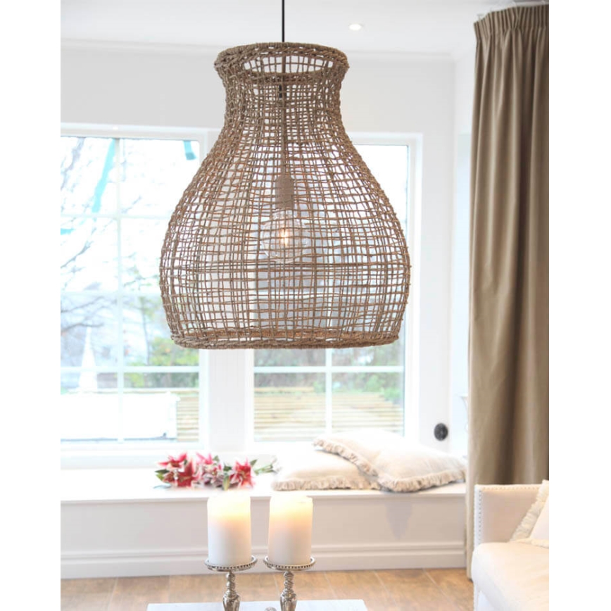 ByRydens - Kattokruunu johdossa SEAGRASS 1xE27/8W/230V beige halkaisija 49 cm