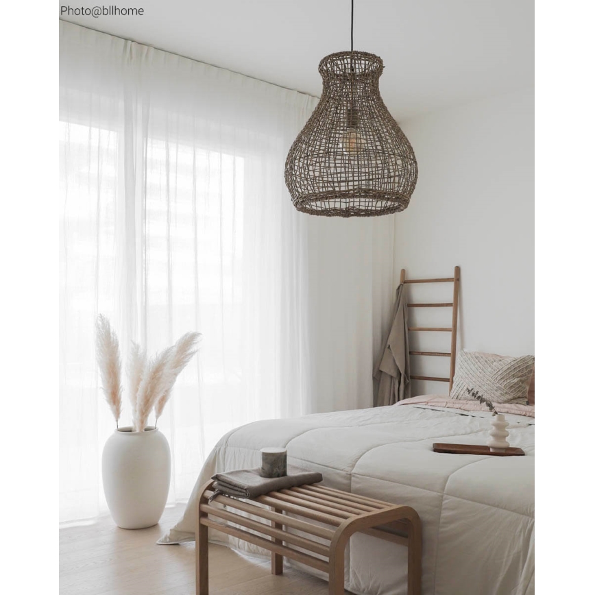 ByRydens - Kattokruunu johdossa SEAGRASS 1xE27/8W/230V beige halkaisija 49 cm