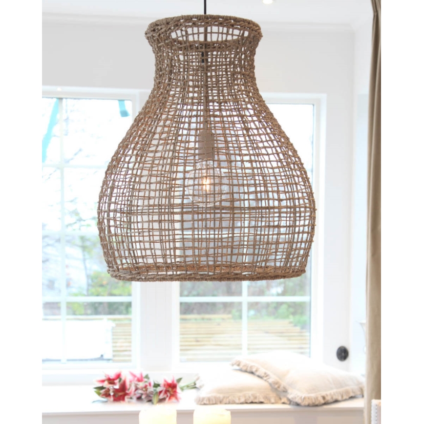 ByRydens - Kattokruunu johdossa SEAGRASS 1xE27/8W/230V beige halkaisija 49 cm