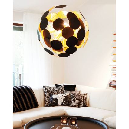ByRydens - Kattokruunu johdossa PLANET 4xE14/5W/230V musta/kulta halkaisija 50 cm