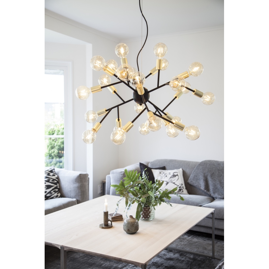 ByRydens - Kattokruunu johdossa HEROES 24xE27/5W/230V musta halkaisija 80 cm