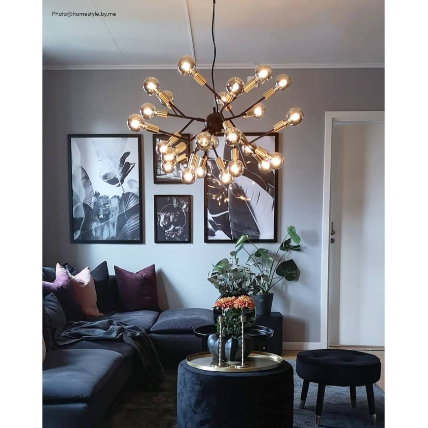 ByRydens - Kattokruunu johdossa HEROES 24xE27/5W/230V musta halkaisija 80 cm