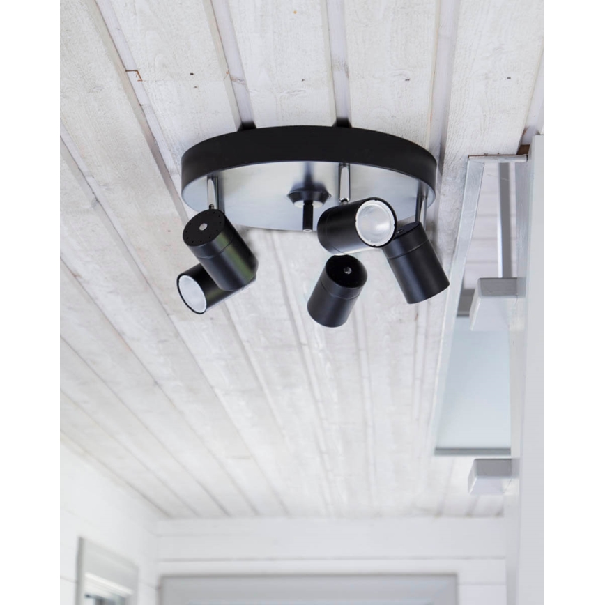 ByRydens - CORRECT kohdevalaisin 5xGU10/7W/230V, musta, halkaisija 30 cm