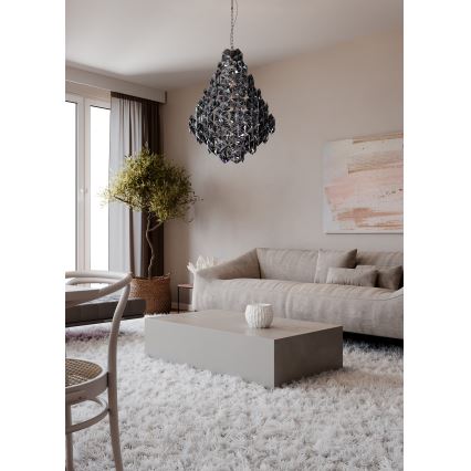 ByRydens - Kattokruunu ketjussa MONARQUE GRANDE 11xE14/5W/230V musta halkaisija 58 cm