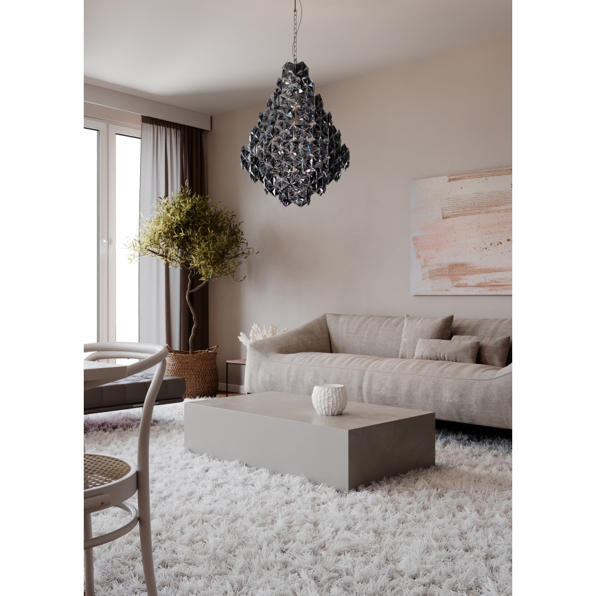 ByRydens - Kattokruunu ketjussa MONARQUE GRANDE 11xE14/5W/230V musta halkaisija 58 cm