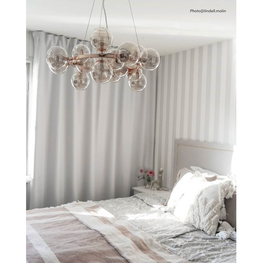 ByRydens - Kattokruunu johdossa SPLENDOR 15xG9/5W/230V savuinen/ruskea halkaisija 58 cm