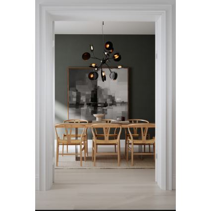 ByRydens - Kattokruunu johdossa TURNO 18xG9/4W/230V kulta/musta halkaisija 80 cm