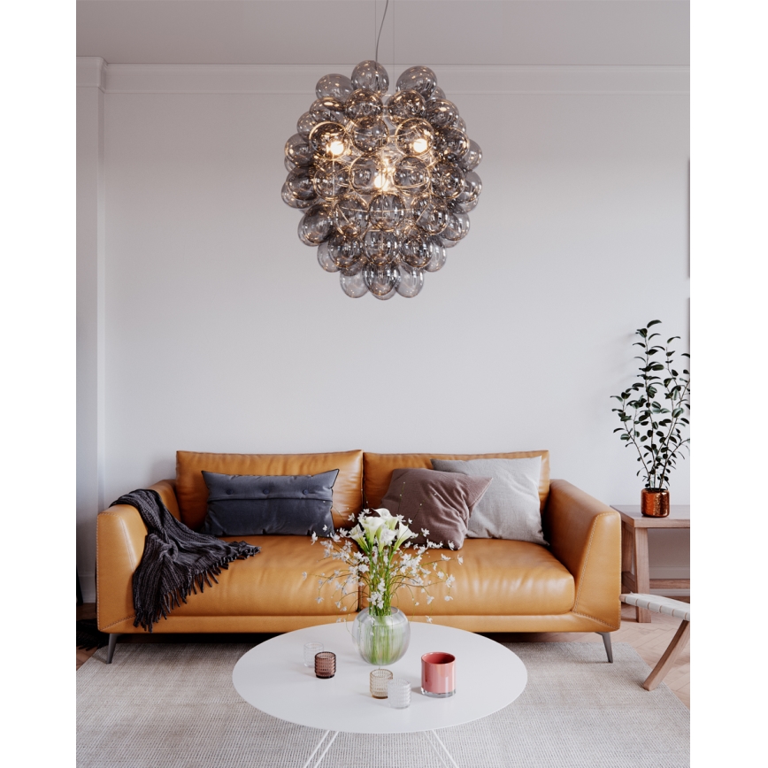 ByRydens - DELUXE riippuvalaisin vaijerilla 4xE14/5W/230V harmaa/savunvärinen