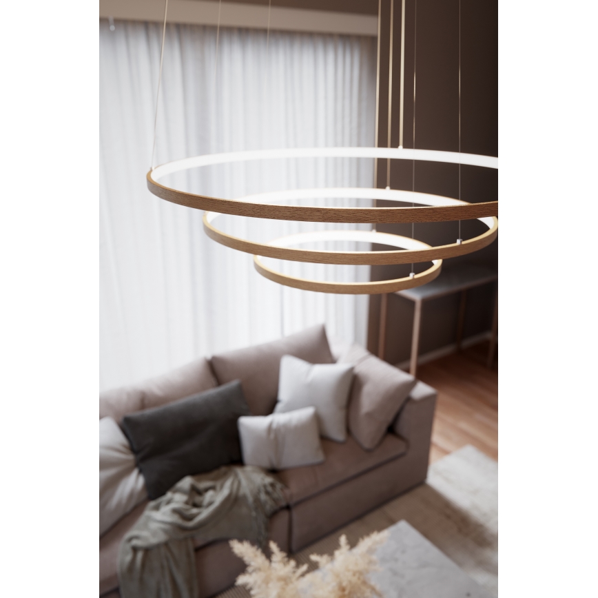 ByRydens - LED-kattokruunu johdossa TRIONE LED/45W/230V ruskea halkaisija 80 cm