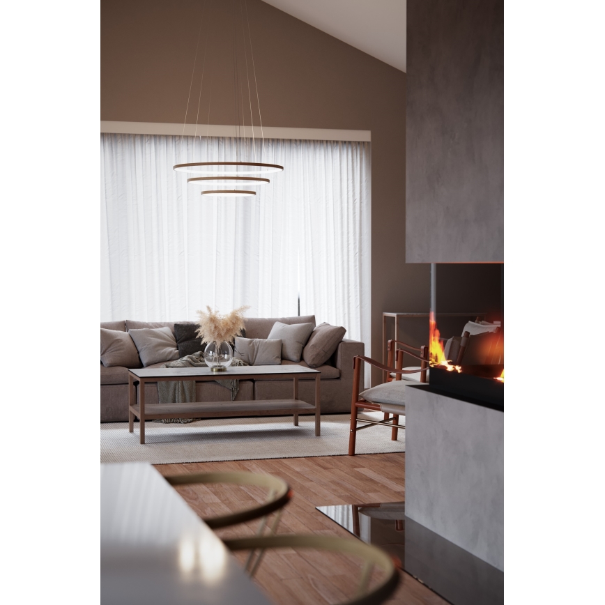 ByRydens - LED-kattokruunu johdossa TRIONE LED/45W/230V ruskea halkaisija 80 cm