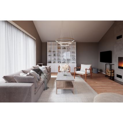 ByRydens - LED-kattokruunu johdossa TRIONE LED/45W/230V ruskea halkaisija 80 cm
