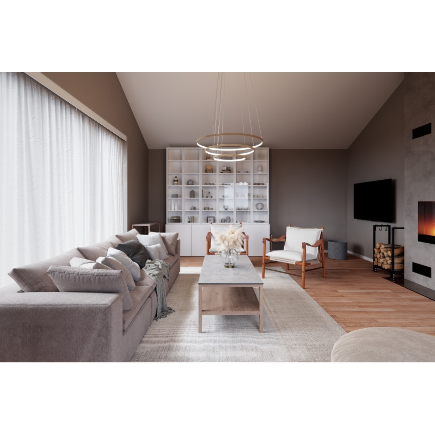 ByRydens - LED-kattokruunu johdossa TRIONE LED/45W/230V ruskea halkaisija 80 cm