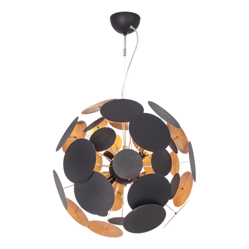 ByRydens - Kattokruunu johdossa PLANET 4xE14/5W/230V musta/kulta halkaisija 50 cm