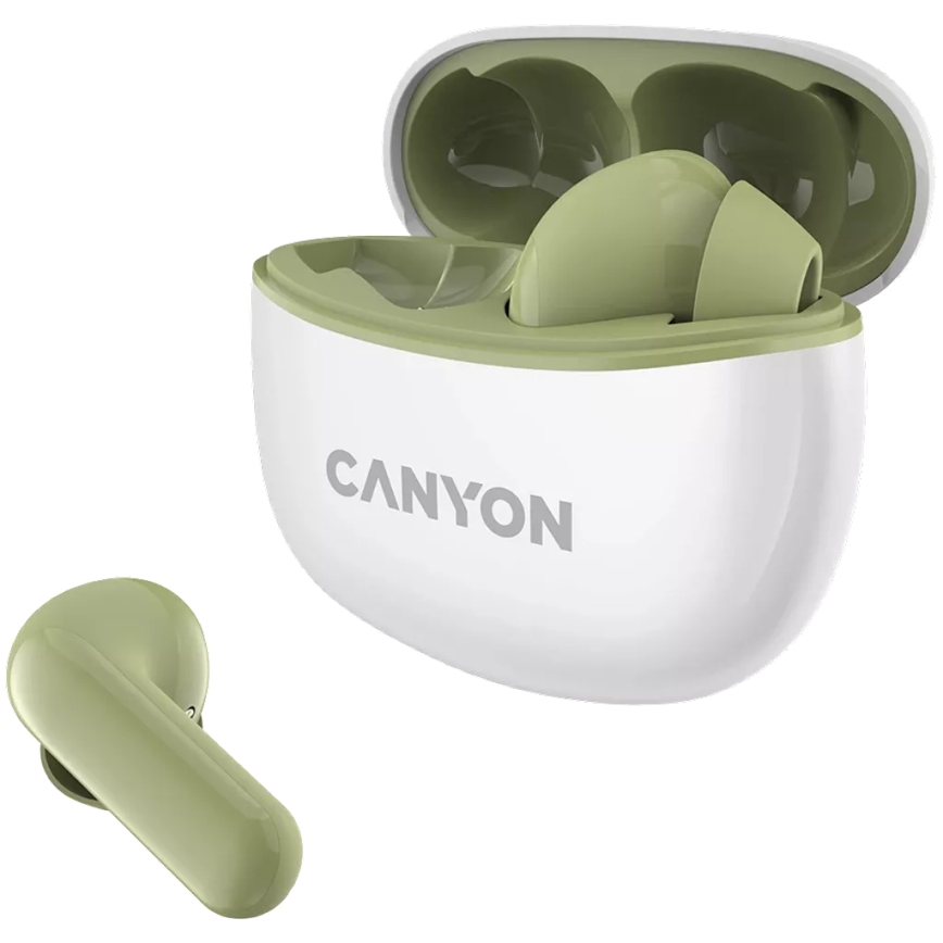 Canyon - Langattomat stereo True Wireless -kuulokkeet 500 mAh + 2x 40 mAh valkoinen/vihreä