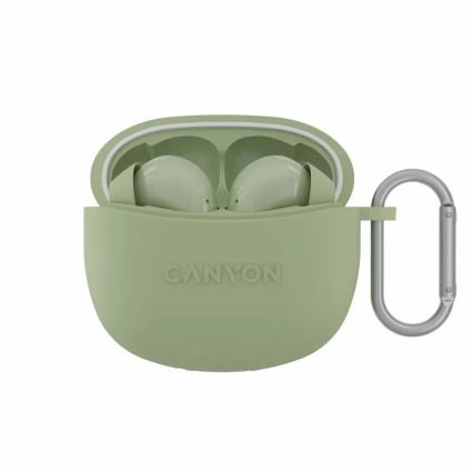 Canyon - Langattomat stereo True Wireless -kuulokkeet 500 mAh + 2x 40 mAh valkoinen/vihreä
