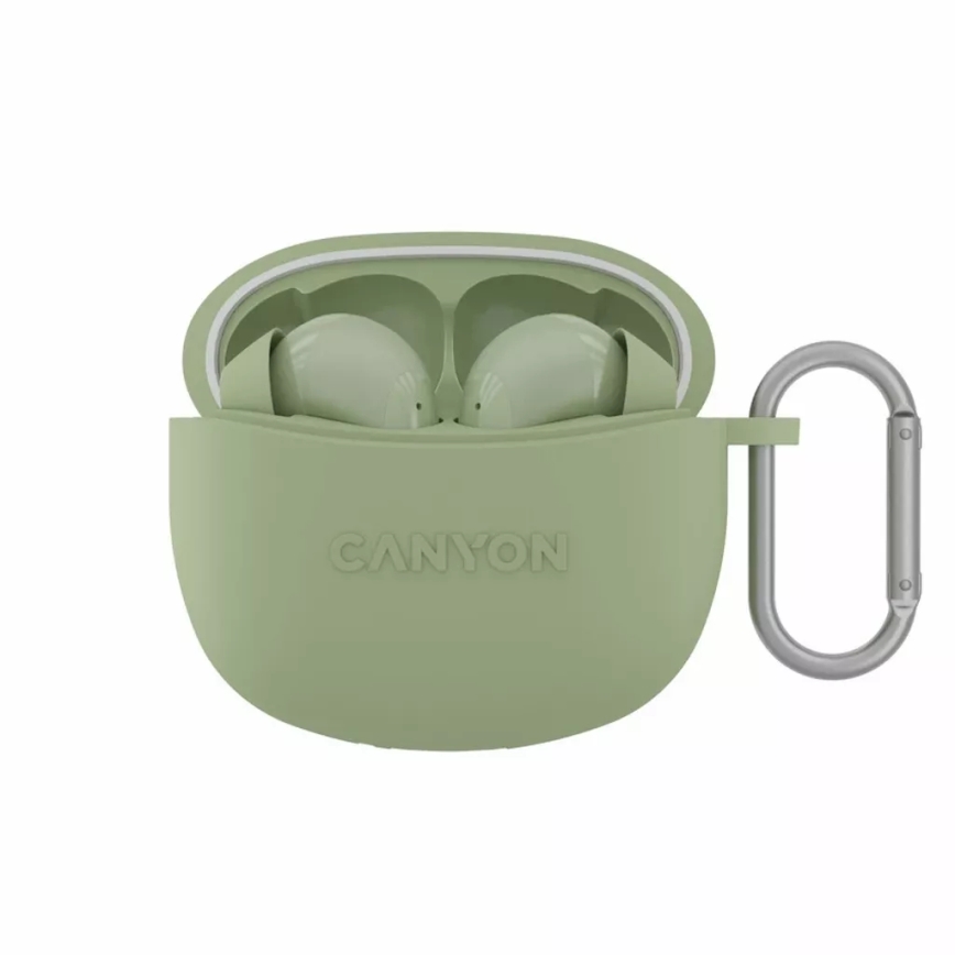 Canyon - Langattomat stereo True Wireless -kuulokkeet 500 mAh + 2x 40 mAh valkoinen/vihreä