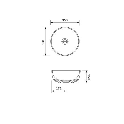 Cersanit K116-047-ECO - MODUO-pöytätason pesuallas, Ø 35 cm, keramiikka/kiiltävä valkoinen