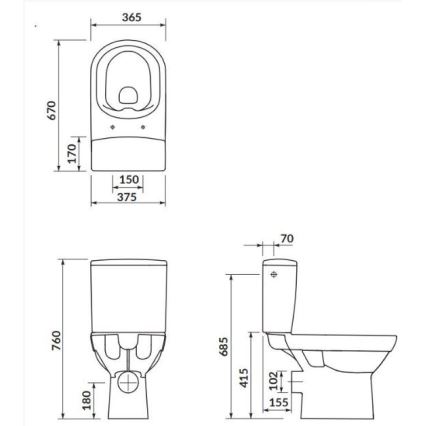Cersanit K35-037 - Pystysuihku-WC istuimella CITY keramiikka/valkoinen
