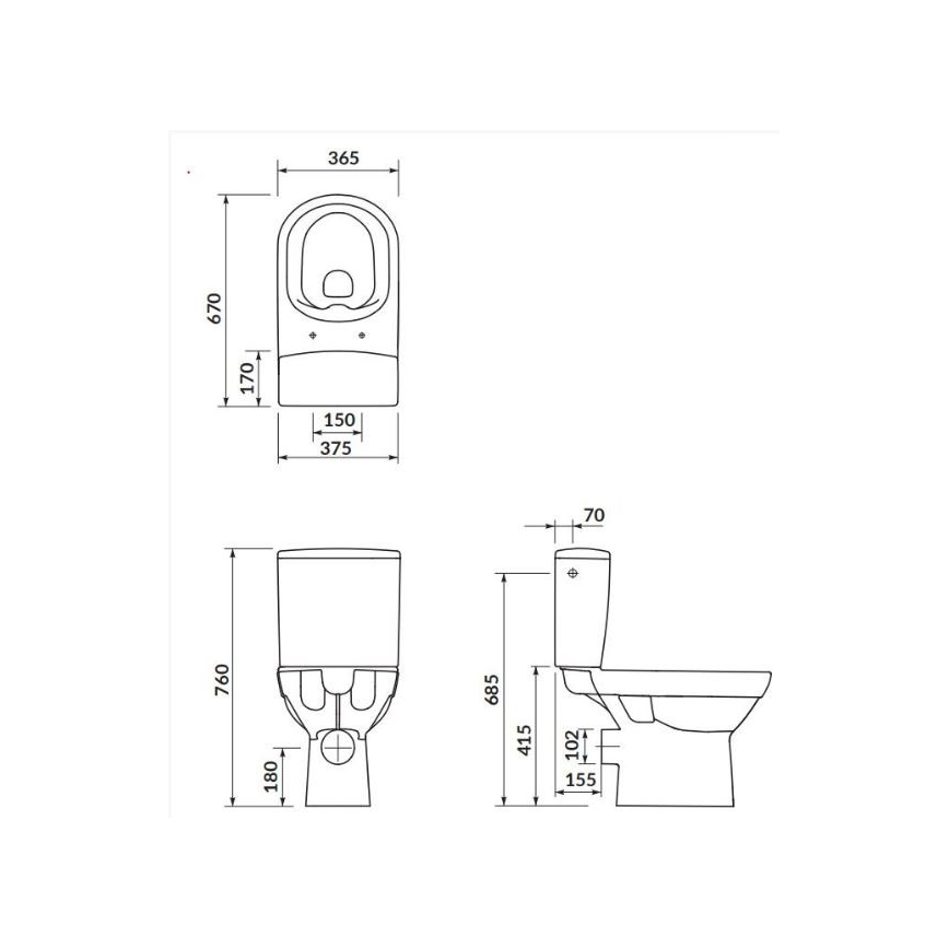 Cersanit K35-037 - Pystysuihku-WC istuimella CITY keramiikka/valkoinen