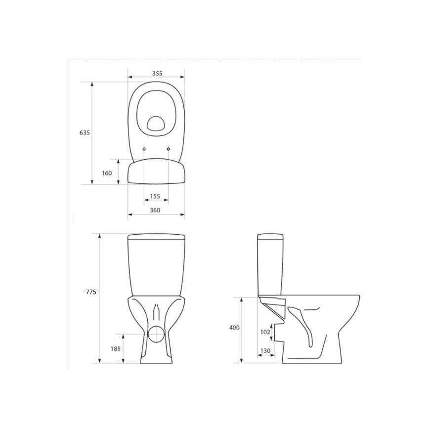 Cersanit K667-052 - Seisova WC-istuin ARTECO-istuinkannella, keramiikka/valkoinen