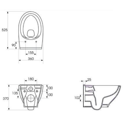 Cersanit K701-147 - Seinään asennettava WC-istuin SAVIO-istuinkannella, keramiikka/valkoinen