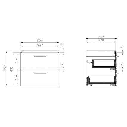 Cersanit S801-142-DSM - Seinäkiinnitteinen kylpyhuoneen kaappi pesualtaalla LARA CITY 60x45 cm valkoinen