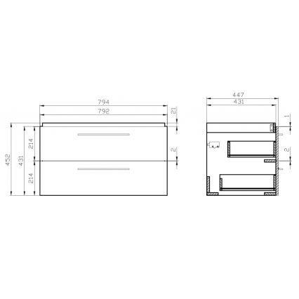 Cersanit S801-149-DSM - Ripustettava kylpyhuoneen kaappi altaan kanssa ELODY 46x80 cm valkoinen