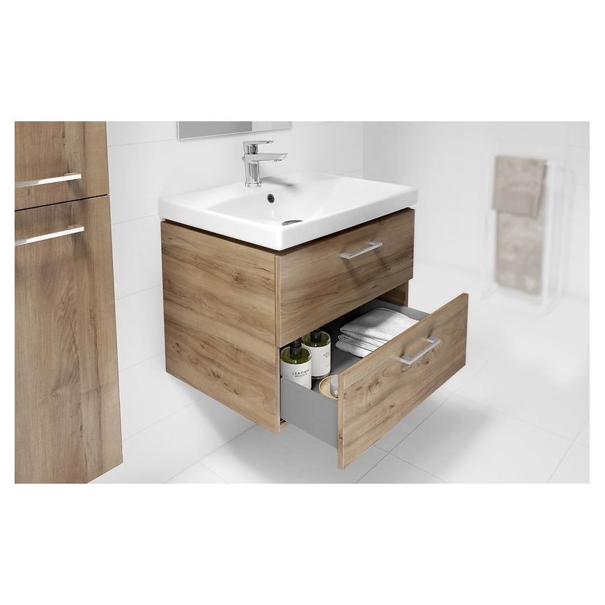 Cersanit S801-153-DSM - Ripustettava kylpyhuonekaappi pesualtaalla LARA COMO 46x50 cm pähkinä
