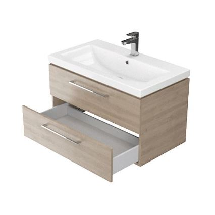 Cersanit S801-154-DSM - Ripustettava kylpyhuonekaappi pesualtaalla LARA 46x80 cm pähkinä