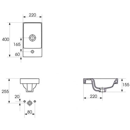 Cersanit S801-218-DSM - MODUO SLIM 40 x 22 cm seinään asennettava kylpyhuonekaappi pesualtaalla, kiiltävä valkoinen
