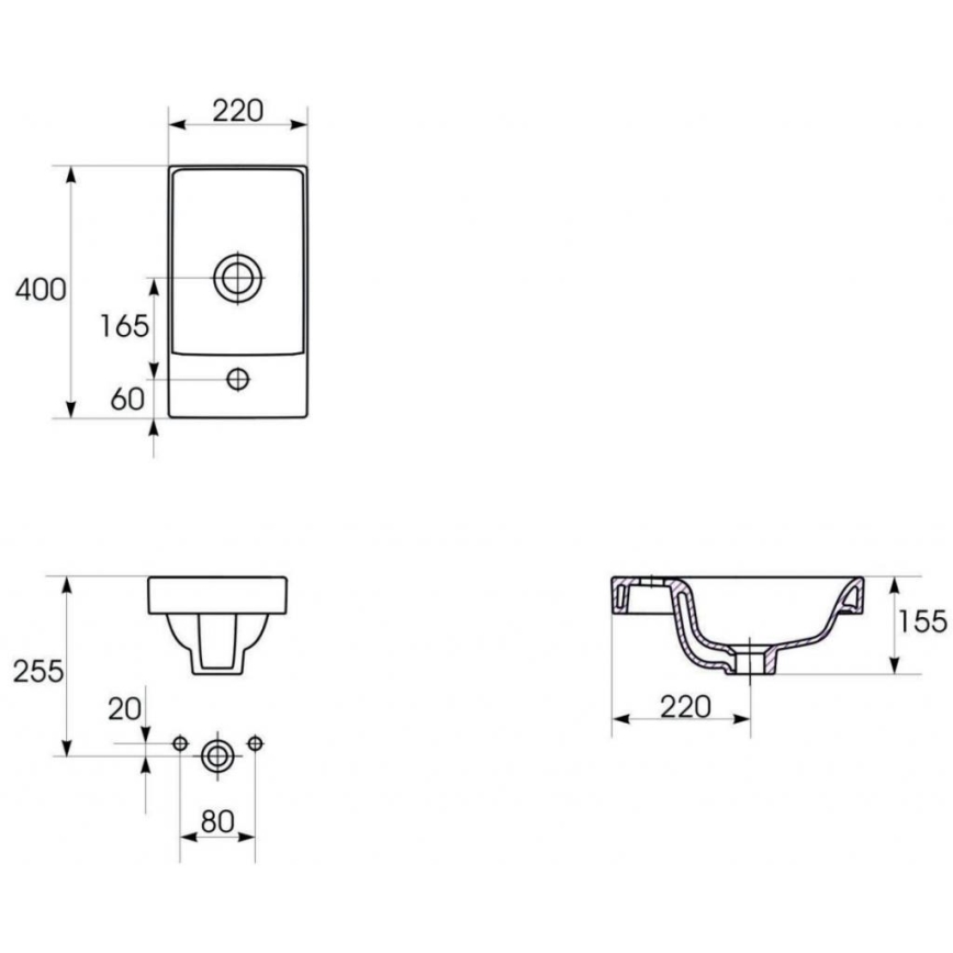 Cersanit S801-218-DSM - MODUO SLIM 40 x 22 cm seinään asennettava kylpyhuonekaappi pesualtaalla, kiiltävä valkoinen