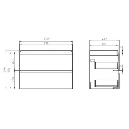 Cersanit S801-221-DSM - Ripustettava kylpyhuoneen kaappi altaan kanssa MEDDIE 62x80 cm kiiltävä valkoinen