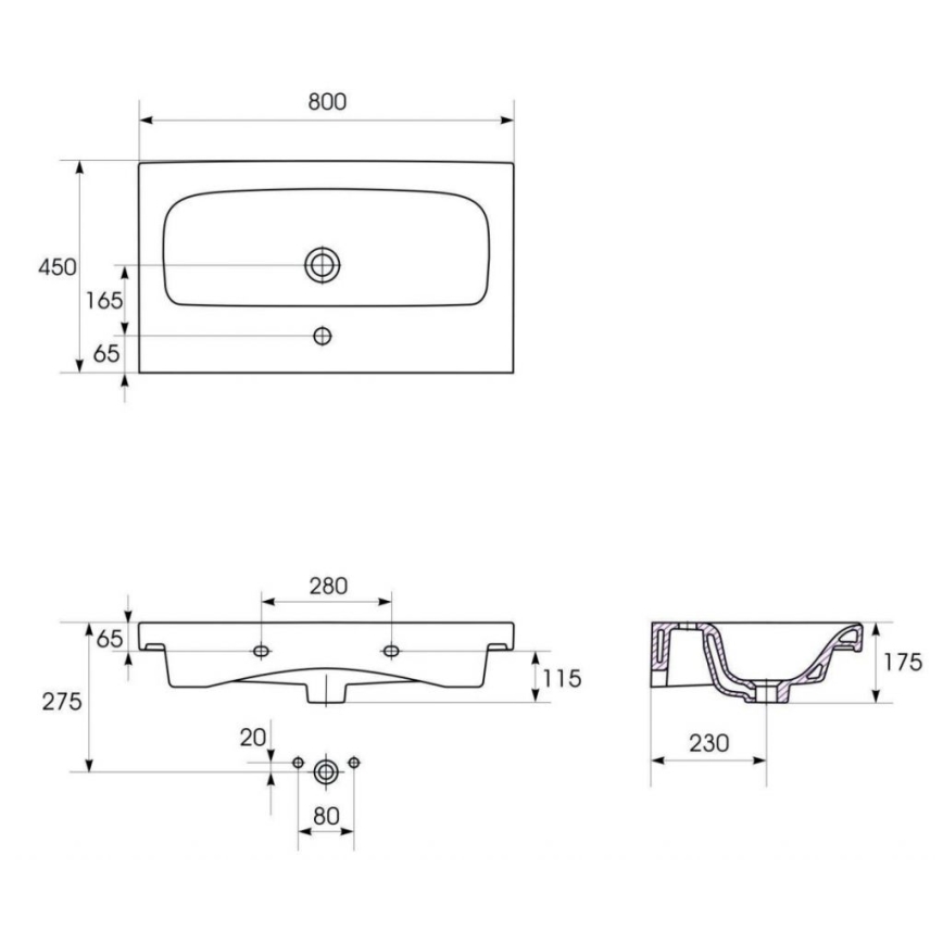 Cersanit S801-221-DSM - Seinäasennettava kylpyhuonekaappi pesualtaalla MODUO 80x45 cm kiiltävän valkoinen
