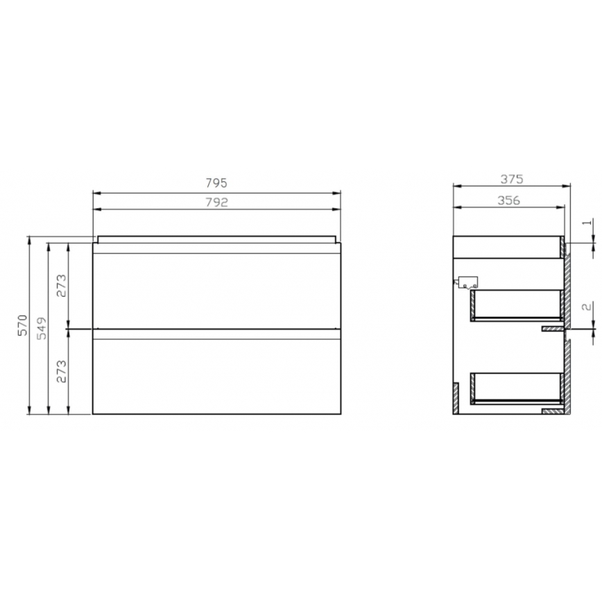 Cersanit S801-225-DSM - Ripustettava kylpyhuonekaappi MODUO SLIM 62x80 cm kiiltävä valkoinen, pesualtaalla
