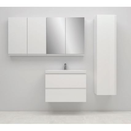 Cersanit S801-225-DSM - Ripustettava kylpyhuoneen kaappi altaan kanssa MEDA SLIM 62x80 cm kiiltävä valkoinen