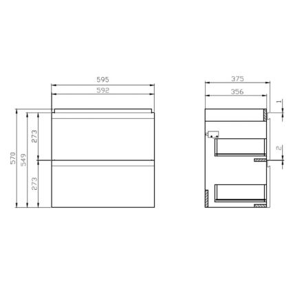 Cersanit S801-227-DSM - Seinälle asennettava kylpyhuonekaappi MODUO SLIM pesualtaalla, 60x38 cm, kiiltävä valkoinen