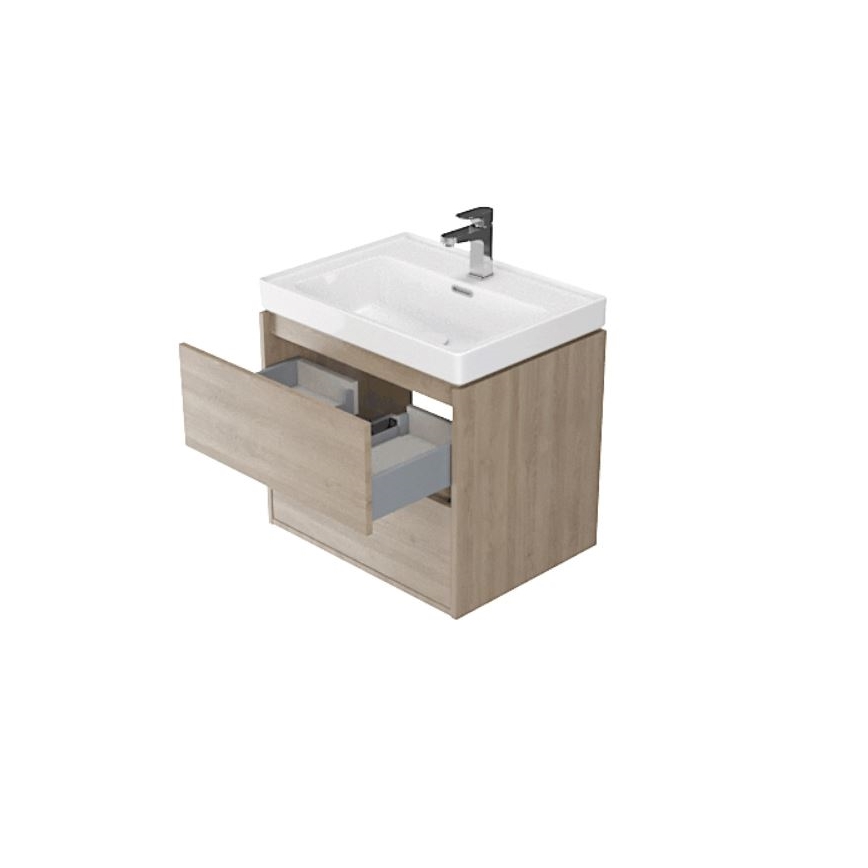 Cersanit S924-008 - Ripustettava kylpyhuonekaappi pesualtaan alle CREA 53,3x59,4 cm tammi
