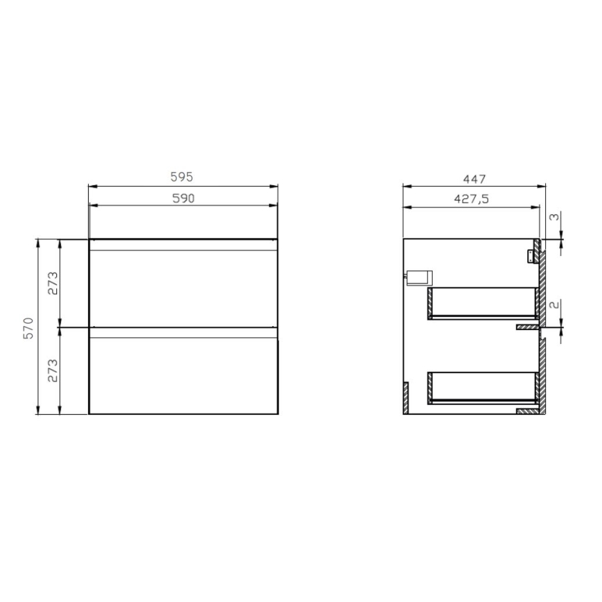 Cersanit S929-010 - Ripustettava kylpyhuonekaappi pesualtaan alle MODUO 57x59,5 cm kiiltävä valkoinen