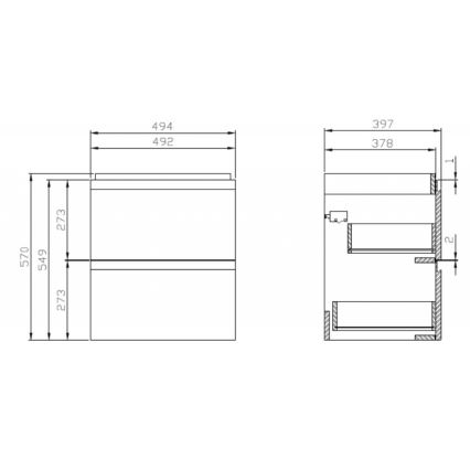 Cersanit S929-012 - MODUO seinään asennettava allaskaappi 49,4 x 39,7 cm, kiiltävä valkoinen