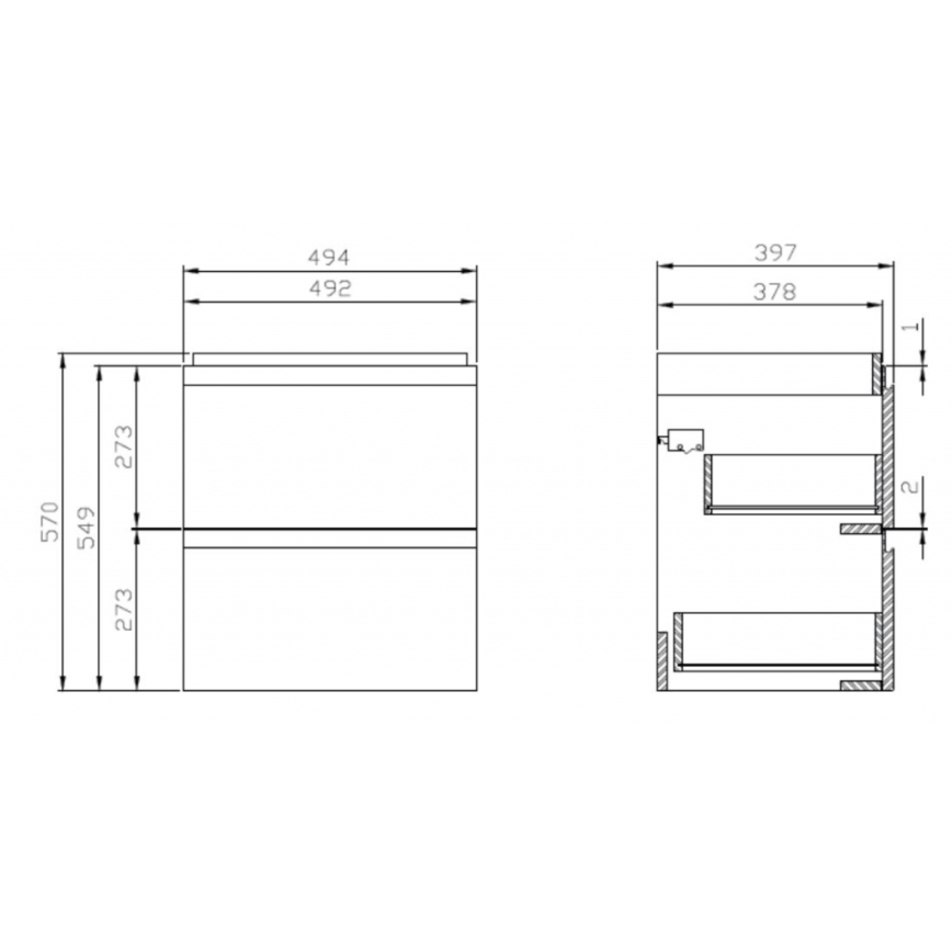 Cersanit S929-012 - MODUO seinään asennettava allaskaappi 49,4 x 39,7 cm, kiiltävä valkoinen