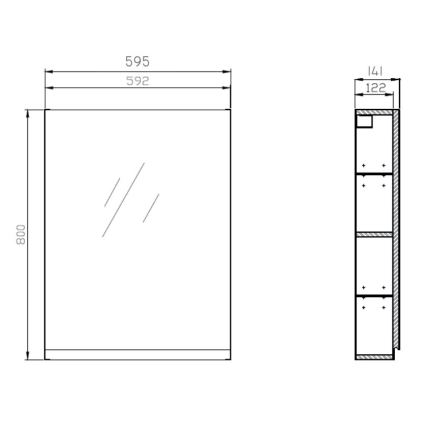 Cersanit S929-018 - Peilikaappi MODUO kylpyhuoneeseen 80x59,5 cm