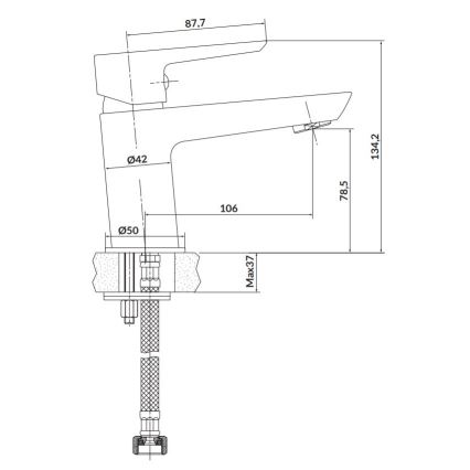 Cersanit S951-045 - Altaan hana MILLE 13,4 cm kiiltävä kromi + jäte