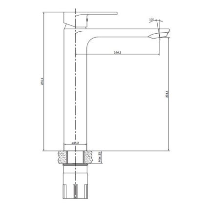 Cersanit S951-329 - Altaan hana CREA 27,4 cm kiiltävä kromi